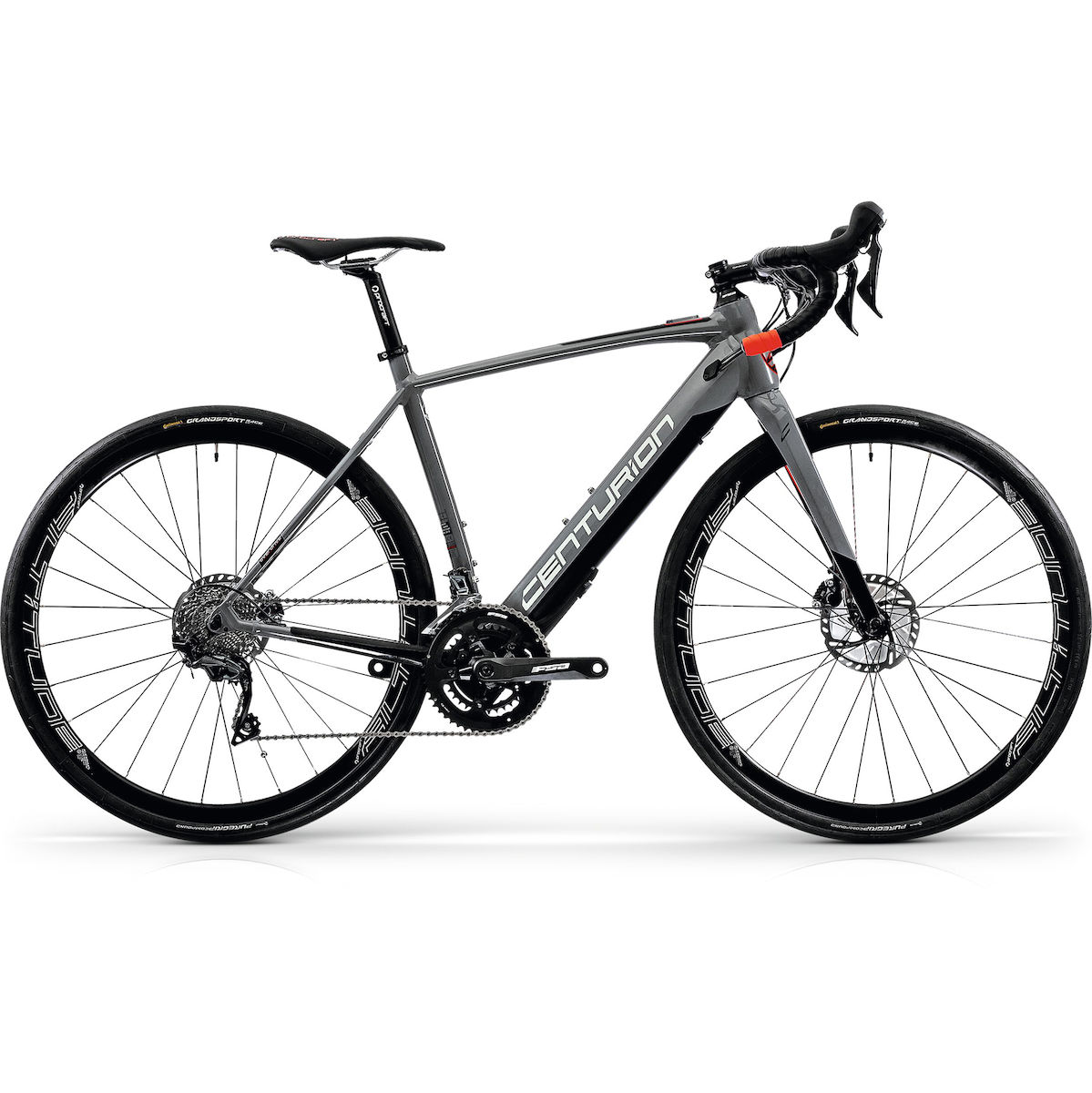 Rennrad, Carbonrahmen, Schaltgruppe, Scheibenbremse, Glanzgrau