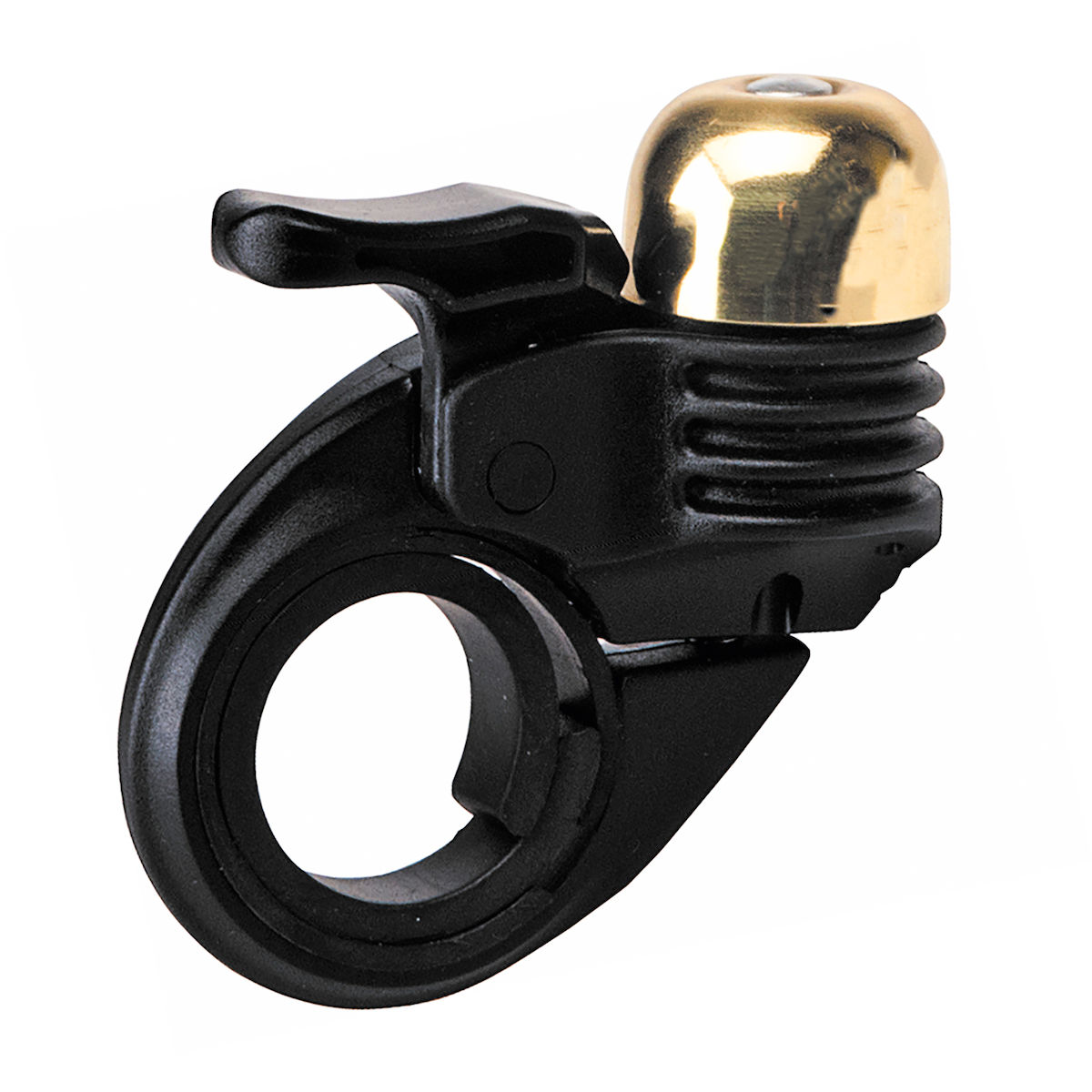 Fahrradglocke, Clip-on, Ringenmontage, Messingglocke, schwarzes-plastik